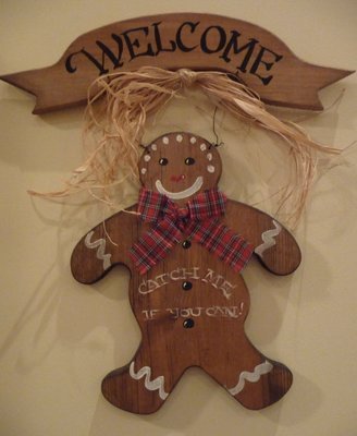 Wooden Gingerbread Man Welcome Sign in Chicago