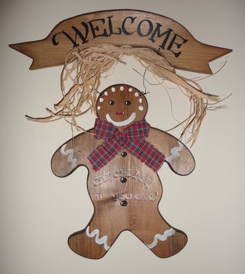 Wooden Gingerbread Man Welcome Sign in Chicago
